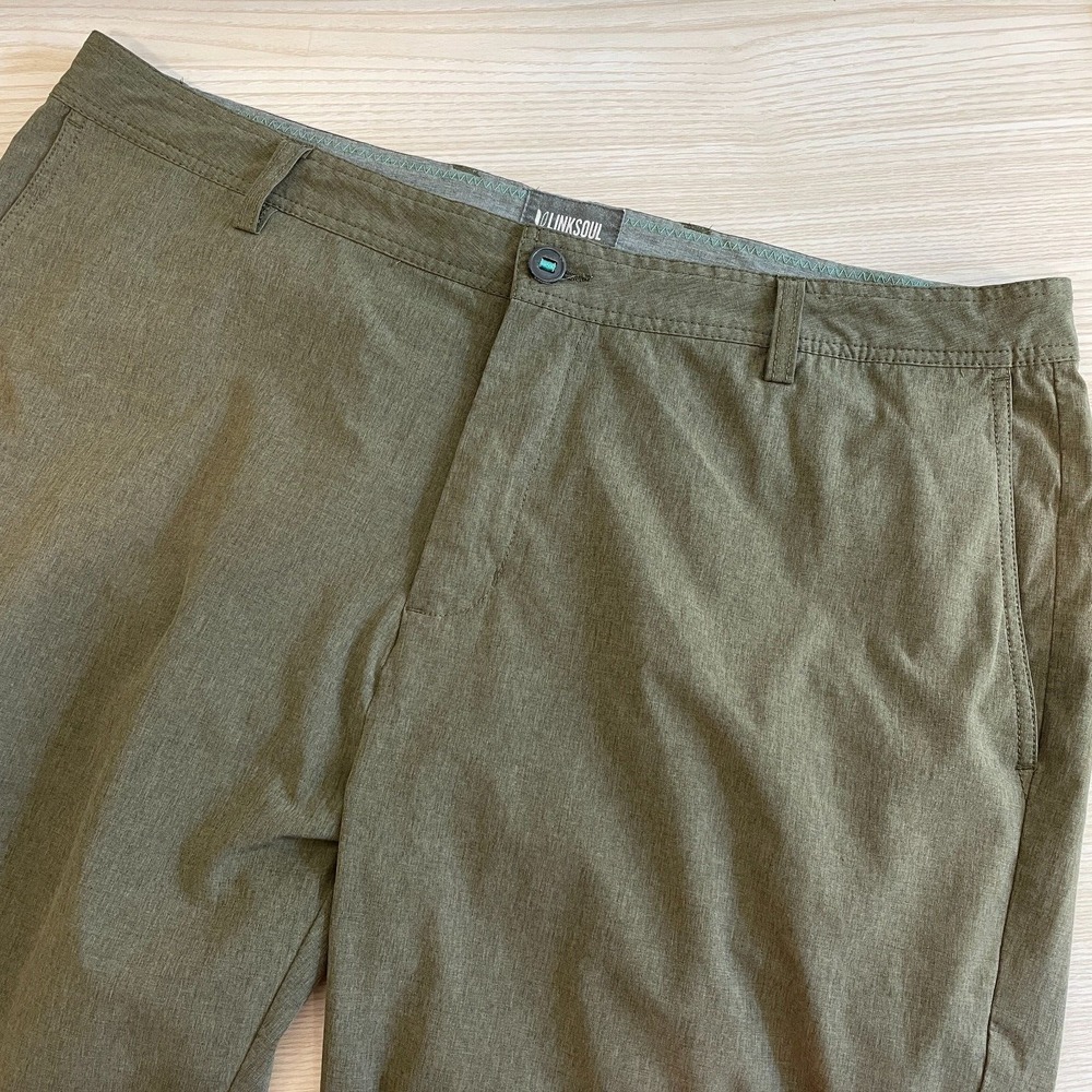 Linksoul Boardwalker Pants Mens 40L Olive Green Heathered Golf Chino Stretch 40‎